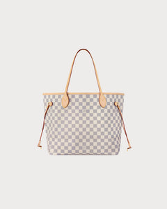 路易威登 Neverfull MM Tote Bag White Damier天蓝棋盘格帆布手提袋(中码/2色)