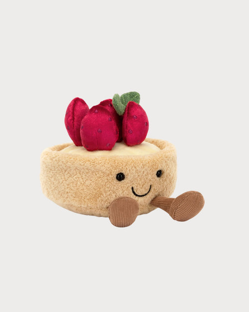 JELLYCAT Amuseables Fleurette Tarte Aux Fraises | Strawberry Tart (Brown)
