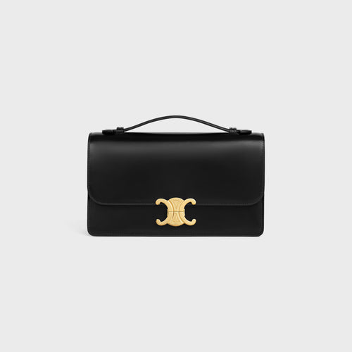 CELINE Medium Triomphe Folio in Shiny Calfskin | CELINE Handbag (Medium/Black)