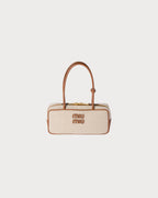 MIU MIU Beau Canvas and Leather Bag | 繆繆 手袋 (米白色)