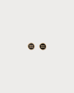 MIU MIU Enameled Metal Earrings | 繆繆 耳環 (Black)