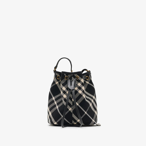 BURBERRY Mini Check Bucket Bag Black | 博柏利 迷你水桶袋 (黑色)