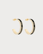 CHRISTIAN DIOR Large Dior Night Code Hoop Earrings Gold-Finish Metal, White Crystals | Dior Earrings (Multicolor)