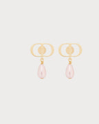 CHRISTIAN DIOR Petit CD Earrings Gold-Finish Metal and Iridescent Pink Resin Pearls | 迪奥耳环(粉红色)