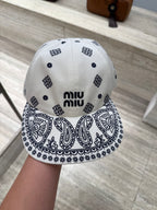 MIU MIU Printed Cotton Baseball Cap | 繆繆 棒球帽 (藍白色)
