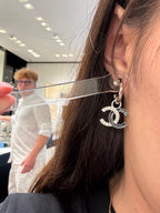 CHANEL Black and Silver CC Earrings | Chanel Earrings (Black and Silver)