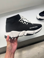 BALENCAIGA Speed Lace Trainers | Balenciaga Sneakers (Black and White)