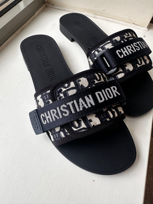 CHRISTIAN DIOR Women's Dio(r)evolution Slide | Dior Sandals (Blue)
