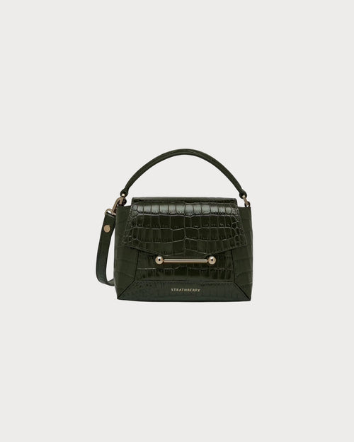 STRATHBERRY Mosaic Nano Croc-Embossed | Embossed Croc-Effect Handbag (Dark Green)