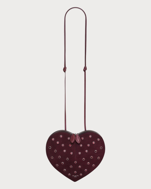 ALAIA Le Coeur Bag In Strass Suede Goatskin(Red) - LONDONKELLY 英国名牌代购