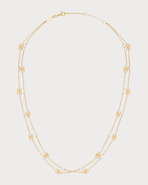 CELINE Triomphe Pearl Double Necklace Brass(Gold) - LONDONKELLY 英国名牌代购