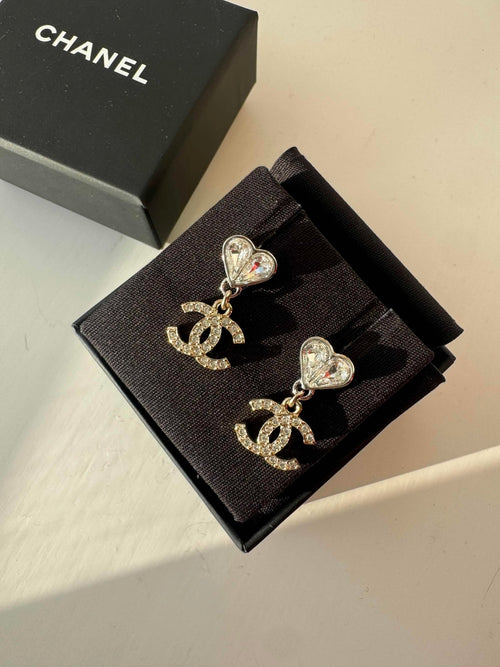 CHANEL ABA909 Heart Earrings Crystal(Silver) - LONDONKELLY 英國名牌代購