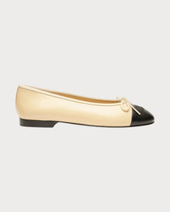 CHANEL G02819 Ballerina Flat Lambskin & Beige Black | 香奈兒 平底鞋 (多色) - LONDONKELLY 英國名牌代購