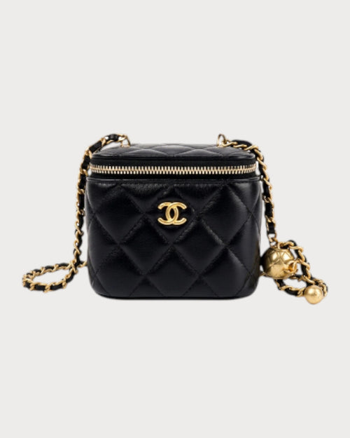 Chanel AP1447 小号手提包配链条 羊皮与金色 黑色