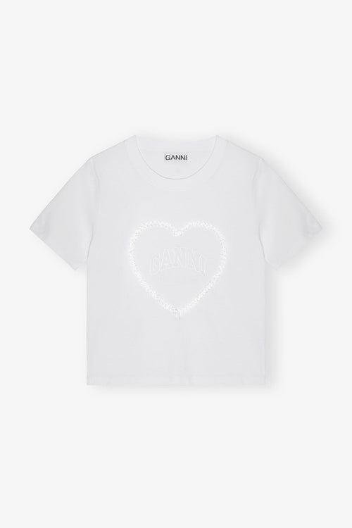 GANNI White Heavy Cotton Heart T-Shirt | 短袖上衣 (白色) - LondonKelly 英國名牌代購