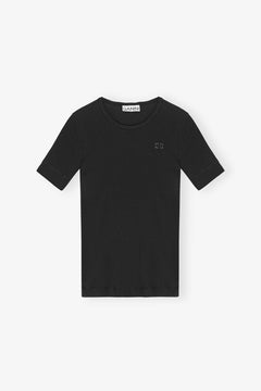 GANNI White Soft Cotton Rib Short Sleeve T-Shirt | 短袖上衣 (多色) - LondonKelly 英國名牌代購