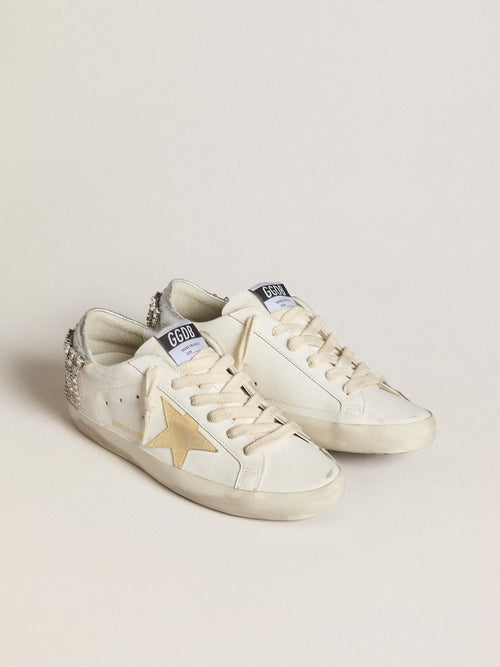 GOLDEN GOOSE Super - Star LTD with suede star and leather heel tab with crystals | 黃金鵝 Super - Star LTD 搭配麂皮星星與施華洛世奇水晶皮革後跟標籤(白色) - LondonKelly 英國名牌代購
