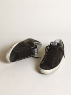GOLDEN GOOSE Women's Super - Star in black nappa with black star and glitter heel tab | 黃金鵝 女款 Super - Star 黑色納帕皮革款,搭配黑色星星與亮片後跟標籤(黑色) - LondonKelly 英國名牌代購
