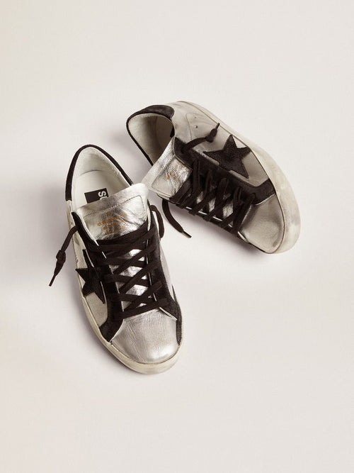 GOLDEN GOOSE Women's Super - Star in silver leather with contrasting inserts - LondonKelly 英国名牌代购