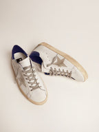 GOLDEN GOOSE Women's Super - Star with suede star and blue heel tab | 女款 Super - Star 搭配麂皮星星与蓝色后跟标签(蓝色) - LondonKelly 英国名牌代购