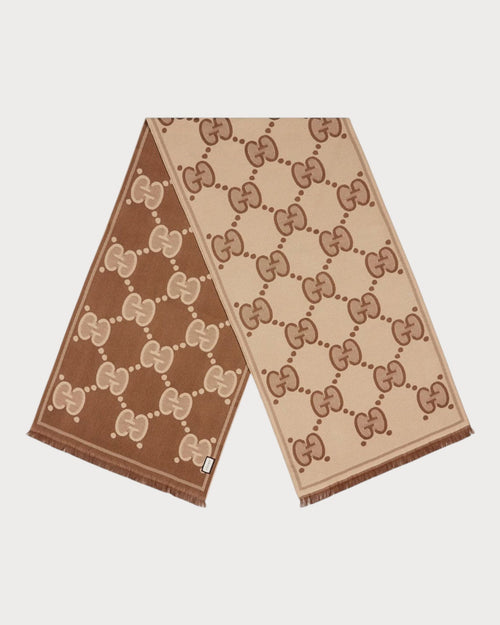 GUCCI GG Wool Jacquard Scarf | 古驰 颈巾 (啡色) - LONDONKELLY 英国名牌代购