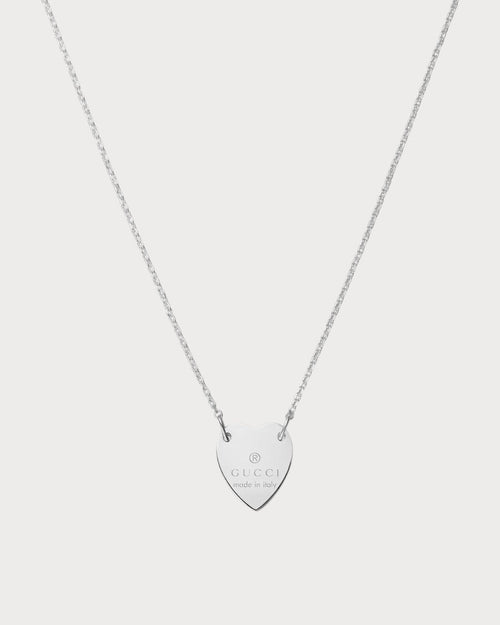 GUCCI Trademark Necklace with Heart Pendant Silver | 古馳 頸鏈 (銀色) - LONDONKELLY 英國名牌代購