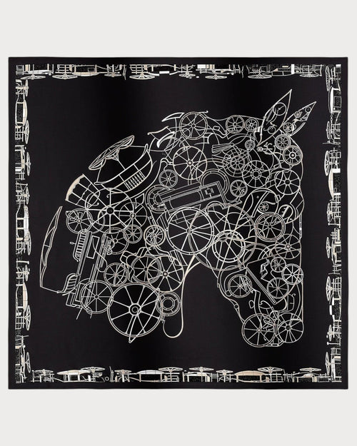 HERMES Complication Equestre Embroidered Scarf 90 | 爱马仕 颈巾 (黑色) - LONDONKELLY 英国名牌代购