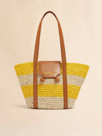 MARNI Small Yellow Stripe Raffia - Effect Trunkaroo Beach Bag | 瑪尼 草編袋 (啡色) - LondonKelly 英國名牌代購