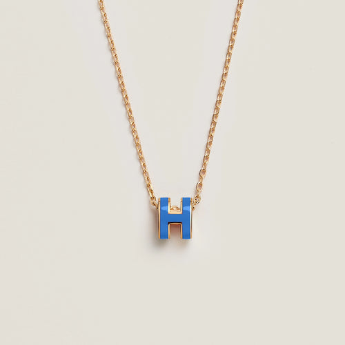 HERMES Gold Mini Pop H Necklace | 愛馬仕 頸鏈 (Bleu Sature)