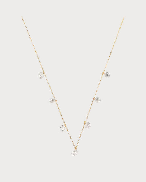 PERSEE Yellow Gold and Diamond 7 - Stone Danae Necklace | 黃金鑽石七顆石頸鏈 (黃金款) - LondonKelly 英國名牌代購
