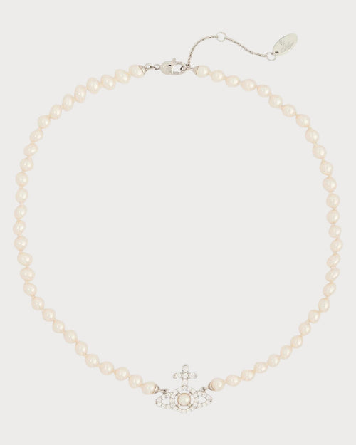 VIVIENNE WESTWOOD Olympia Pearl Brass Necklace | 西太后 颈链 (银色) - LONDONKELLY 英国名牌代购