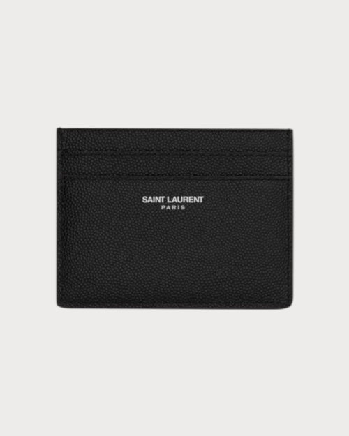 YSL SAINT LAURENT Men's Saint Laurent Paris Credit Card Case In Grain Leather | 圣罗兰 男仕卡套 (黑色) - LONDONKELLY 英国名牌代购