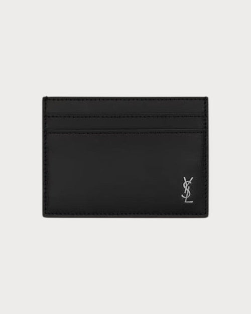 YSL SAINT LAURENT Men's Tiny Cassandre Card Case In Matte Leather | 聖羅蘭 男仕卡套 (黑色) - LONDONKELLY 英國名牌代購