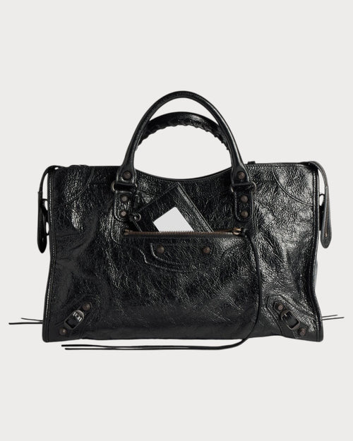 BALENCIAGA Women's Le City Bag in Black Lambskin(Medium/Black)