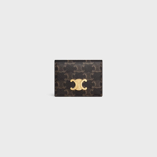 CELINE Bi-Fold Card Holder Triomphe In Triomphe Canvas | Celine Card Holder Wallet (Brown)