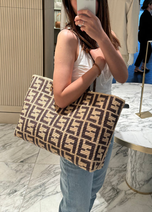 FENDI Large Roll Raffia Bag | 芬迪 草編袋 (啡色)