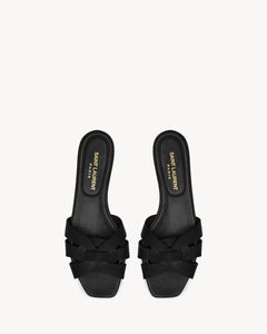 YSL SAINT LAURENT Tribute Mules In Smooth Leather | Saint Laurent Flat Sandals (Multi-color)