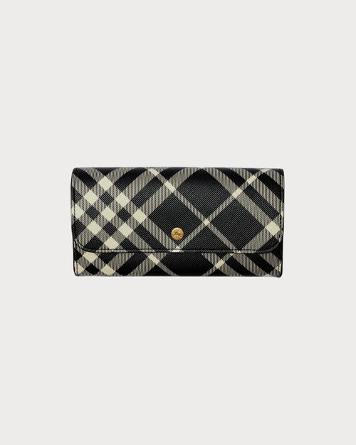 BURBERRY Check Continental Wallet Black/Calico | 博柏利 長銀包 (黑白色) - LondonKelly 英國名牌代購