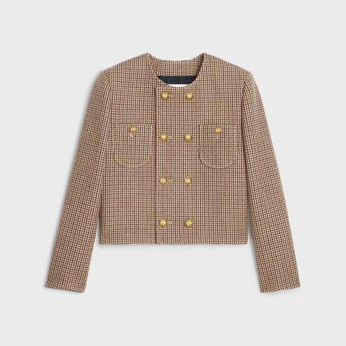 CELINE Chelsea Jacket in Double Houndstooth Wool | 賽琳 雙犬牙紋羊毛切爾西外套 - LondonKelly 英國名牌代購