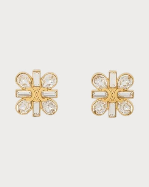 CELINE Daisy Earrings Strass & Brass with Gold Finish(Gold) - LONDONKELLY 英國名牌代購