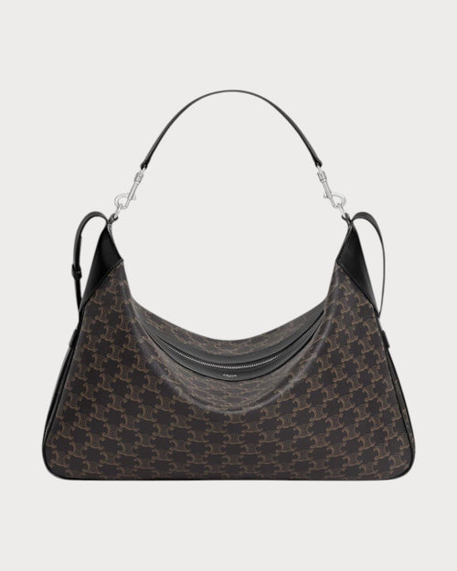 CELINE Men's Large Romy in Triomphe Canvas and Calfskin (Black) | 賽琳 男仕TRIOMPHE標誌印花及牛皮革大號ROMY手袋 (黑色) - LONDONKELLY 英國名牌代購