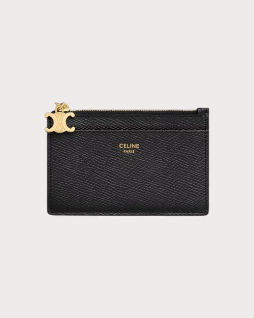 CELINE Zipped Card Holder Triomphe Charms In Grained Calfskin | 賽琳 卡套 (多色) - LONDONKELLY 英國名牌代購