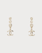 Chanel ABF862 CC Crystal Clip - on Earrings | 香奈兒 金色CC水晶夾式耳環 - LONDONKELLY 英國名牌代購