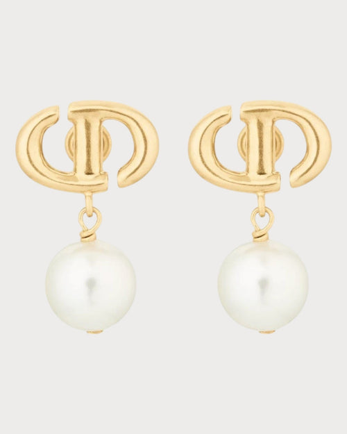 CHRISTIAN DIOR CD Navy Earrings | 迪奥 耳环 (金色) - LONDONKELLY 英国名牌代购