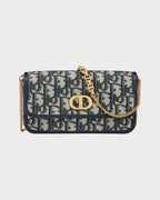 CHRISTIAN DIOR Miss Caro Pouch with Chain Oblique Jacquard(Small/Blue) - LONDONKELLY 英國名牌代購