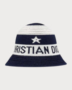 [2023 新款] CHRISTIAN DIOR D-Tulipe Mesh Cloche | 迪奥 网眼布钟形帽 (蓝白色)