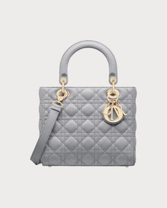 CHRISTIAN DIOR Medium Lambskin Lady Dior Bag | 迪奧 手袋 (Gray)