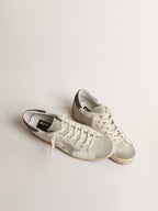 GOLDEN GOOSE Women’s Super - Star with gray star and dark gray glitter heel tab | 黃金鵝 女款 Super - Star 搭配灰色星星與深灰色亮片後跟標籤（白色） - LondonKelly 英國名牌代購