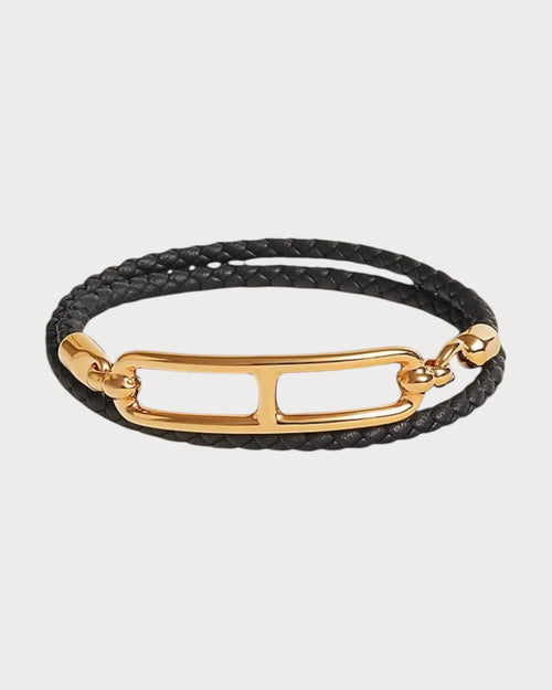 HERMES Roulis Double Tour Bracelet | 爱马仕 手带 (Black/金色)