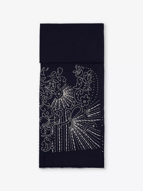 JANAVI INDIA Pearl Art In Merino | 頸巾 (深藍色) - LondonKelly 英國名牌代購